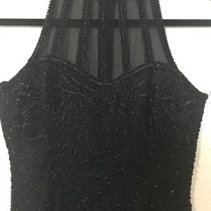 Stenay Black Silk Beaded Formal Long Gown